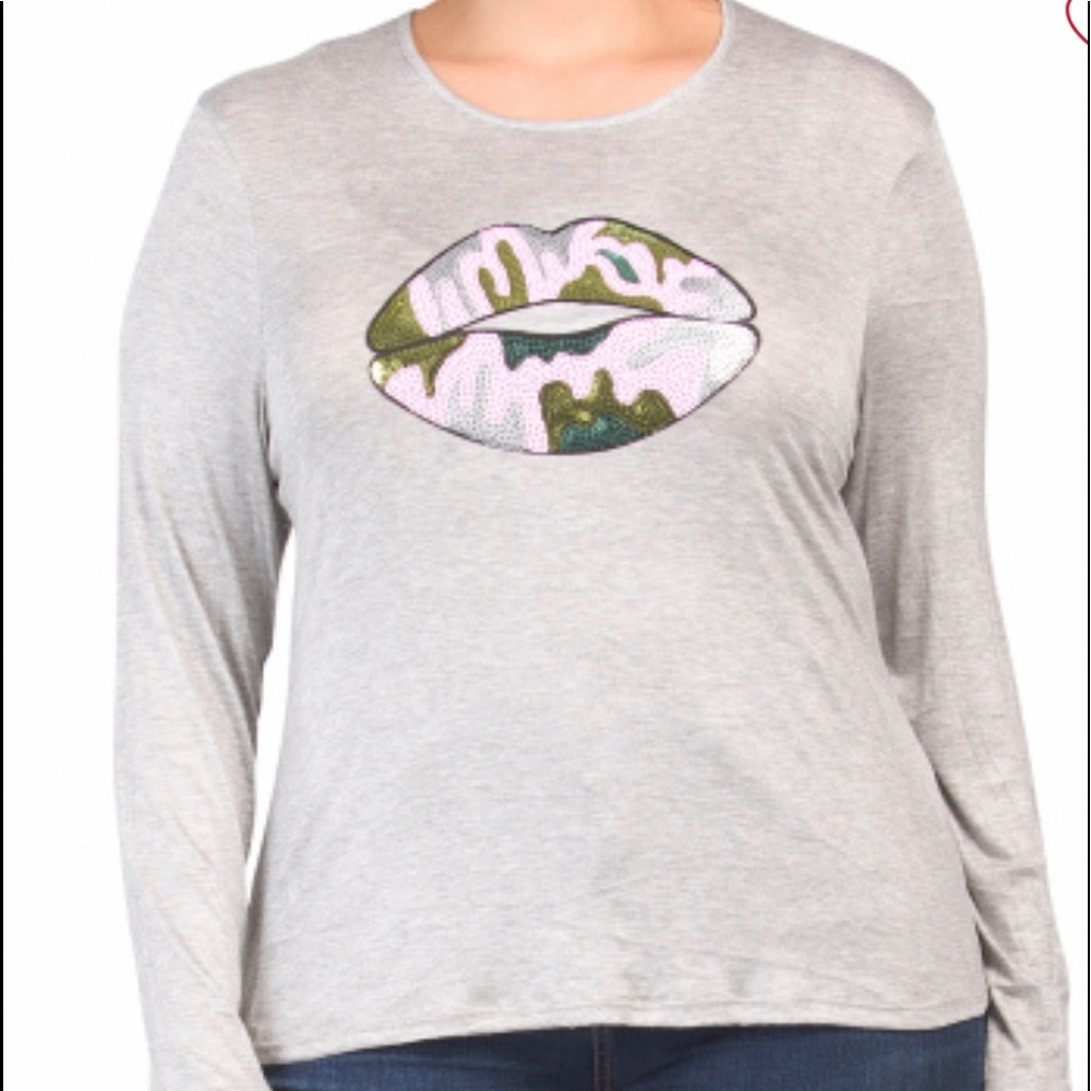 NIB Melissa Masse Knit Top W Sequins Lips Size 3X